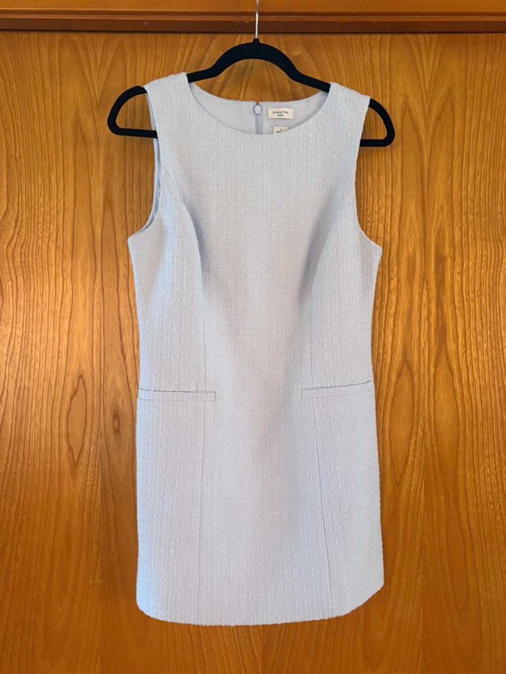 Aritzia Light Blue Textured Babaton Sleeveless Secretary Mini Dress